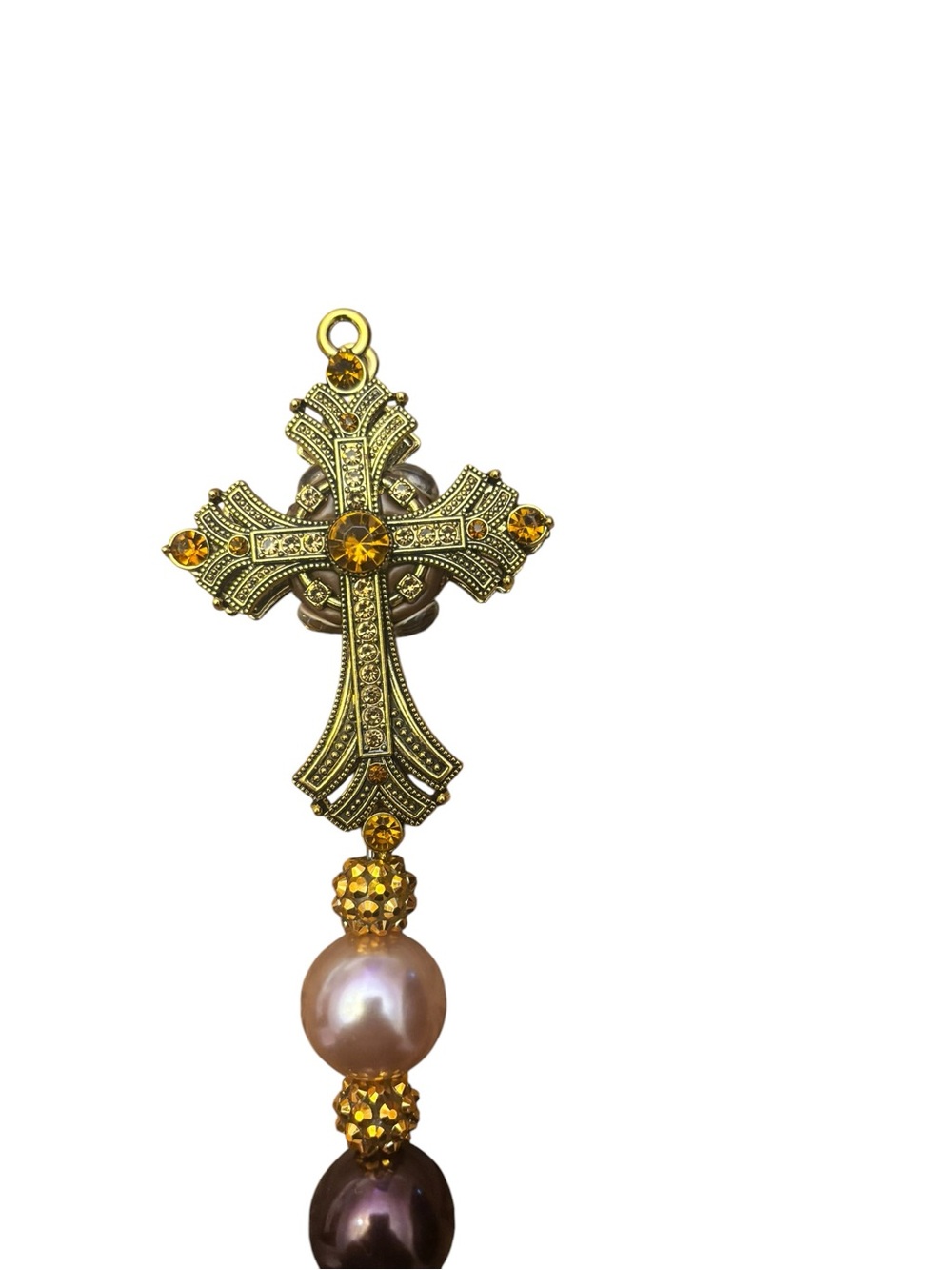 Gold Cross Beaded Pen Handmade By AB INKS HANDMADE EXPRESSIONS - Picture 4 of 5